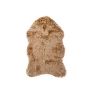 Luxe Home Decor Gordon Faux Sheepskin Single Rug | 1-Piece | Tan | 2'x3'